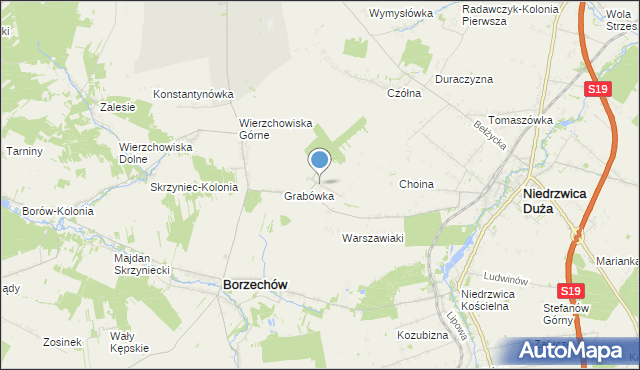 mapa Majdan Borzechowski, Majdan Borzechowski na mapie Targeo